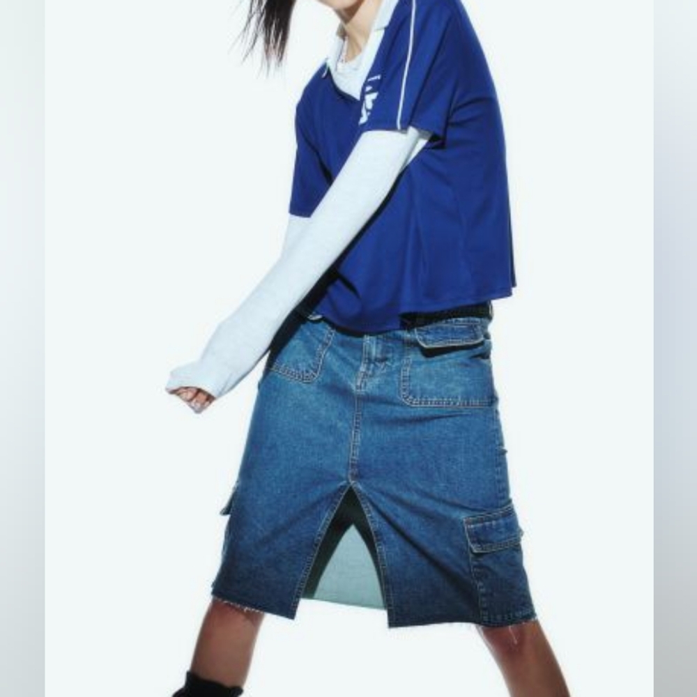 H&M denim cargo skirt denim blue sz 6,8,10,12,14  BNwt